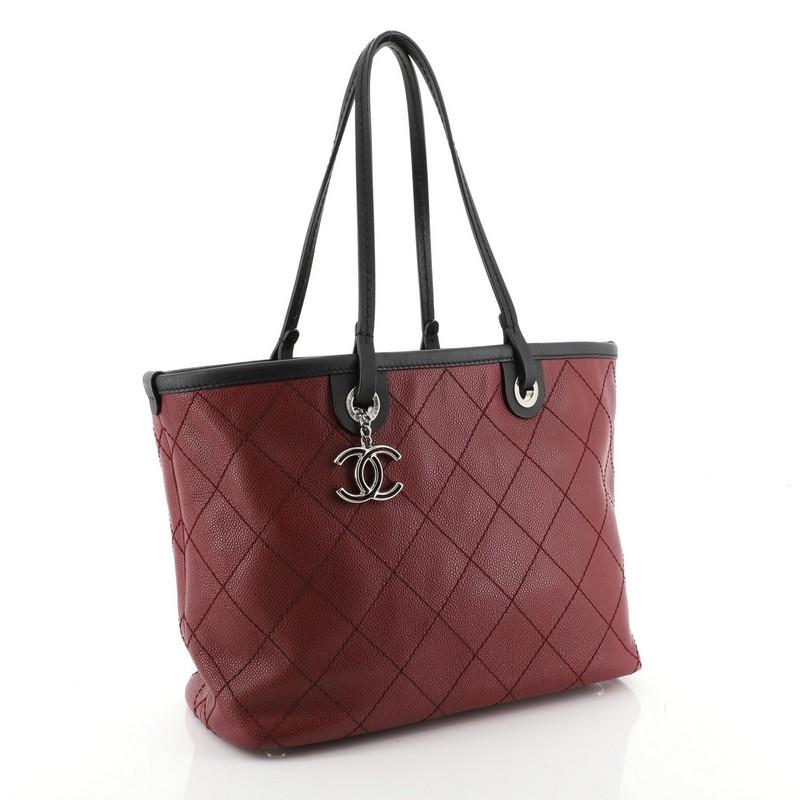 Brown Chanel Fever Tote Quilted Caviar Small 