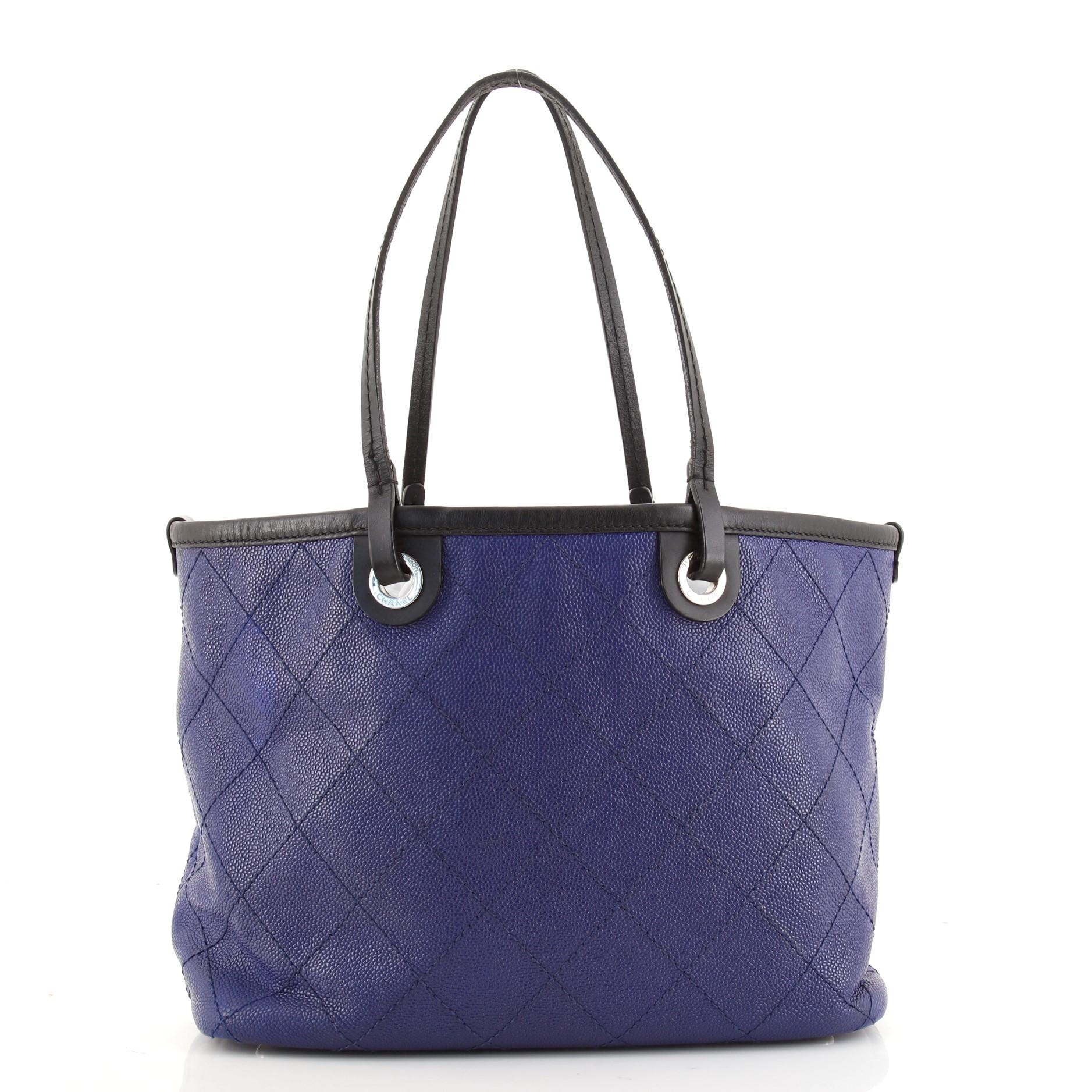 Purple Chanel Fever Tote Quilted Caviar Small