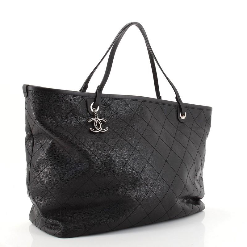 Black Chanel Fever Tote Quilted Caviar XL