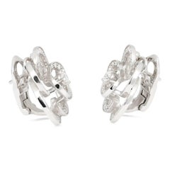 CHANEL Fil de Camélia Diamond Stud Earrings 18K White Gold