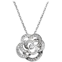 Chanel Fil de Camélia Pendant Necklace 18k White Gold & Diamonds 0.75 ct. J2580