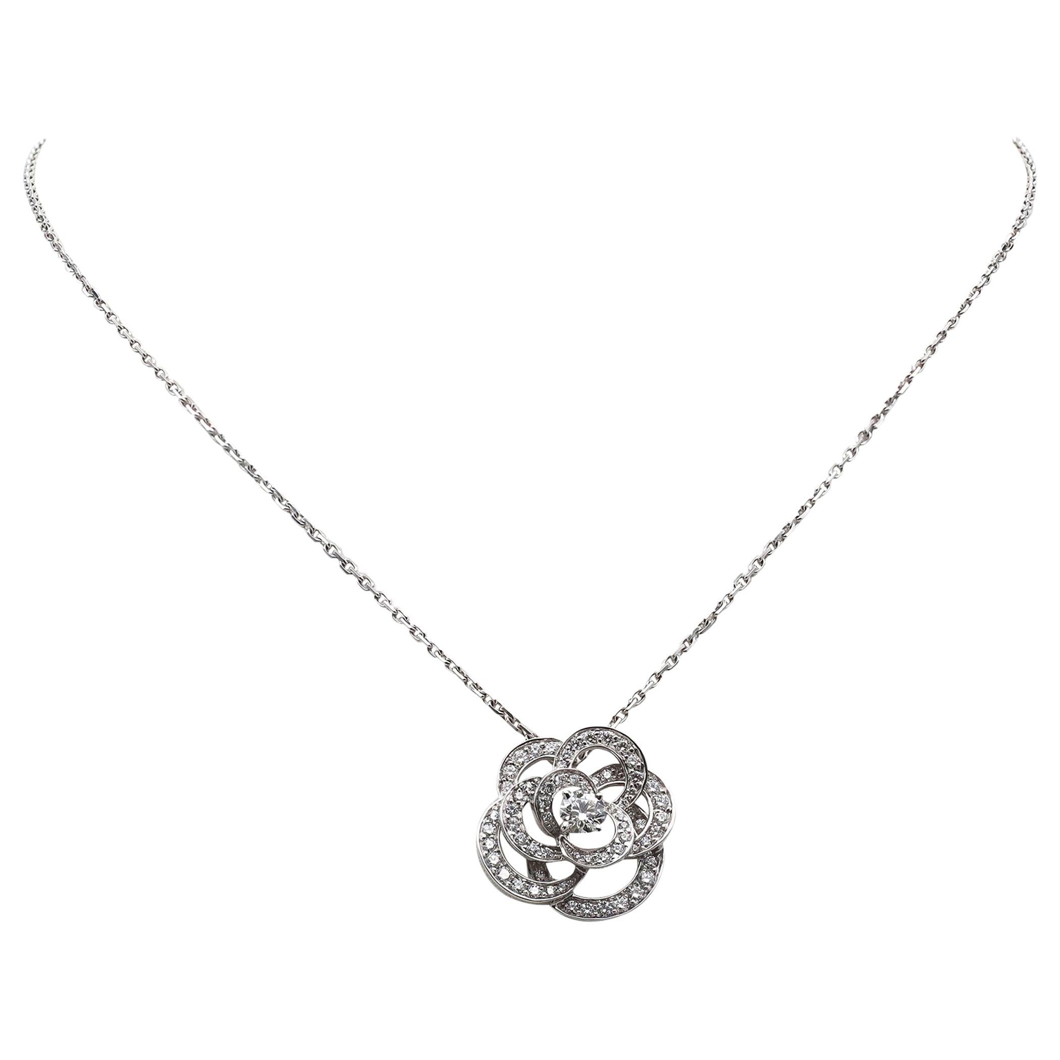 Chanel 'Fil de Camélia' White Gold Diamond Necklace at 1stDibs | chanel  diamond necklace, chanel fil de camelia necklace, fil de camelia chanel
