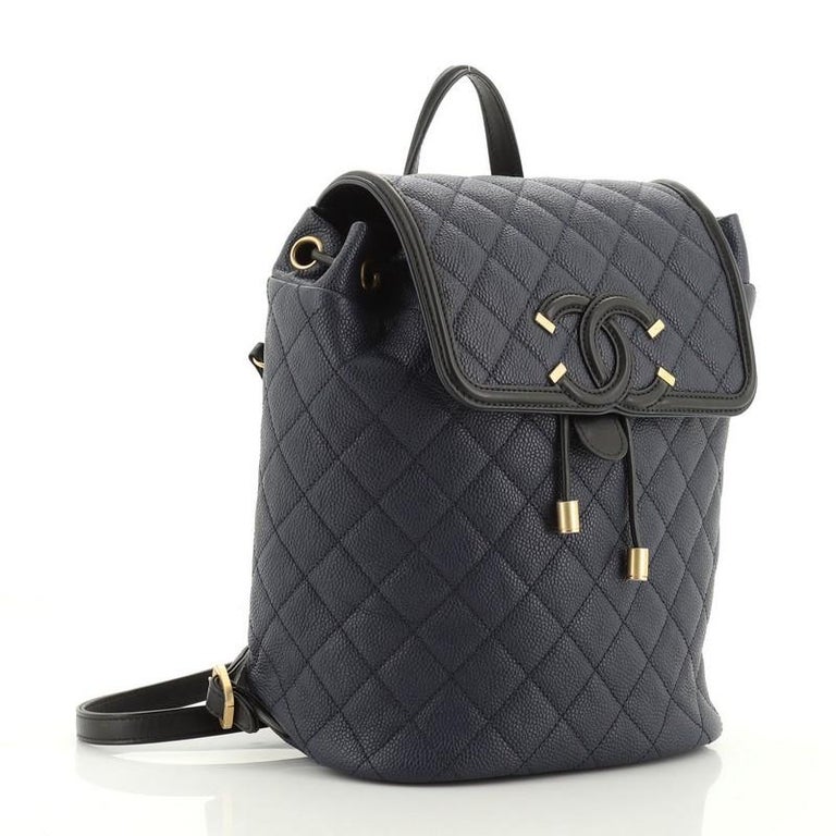 Chanel Filigree Backpack Quilted Caviar Large at 1stDibs