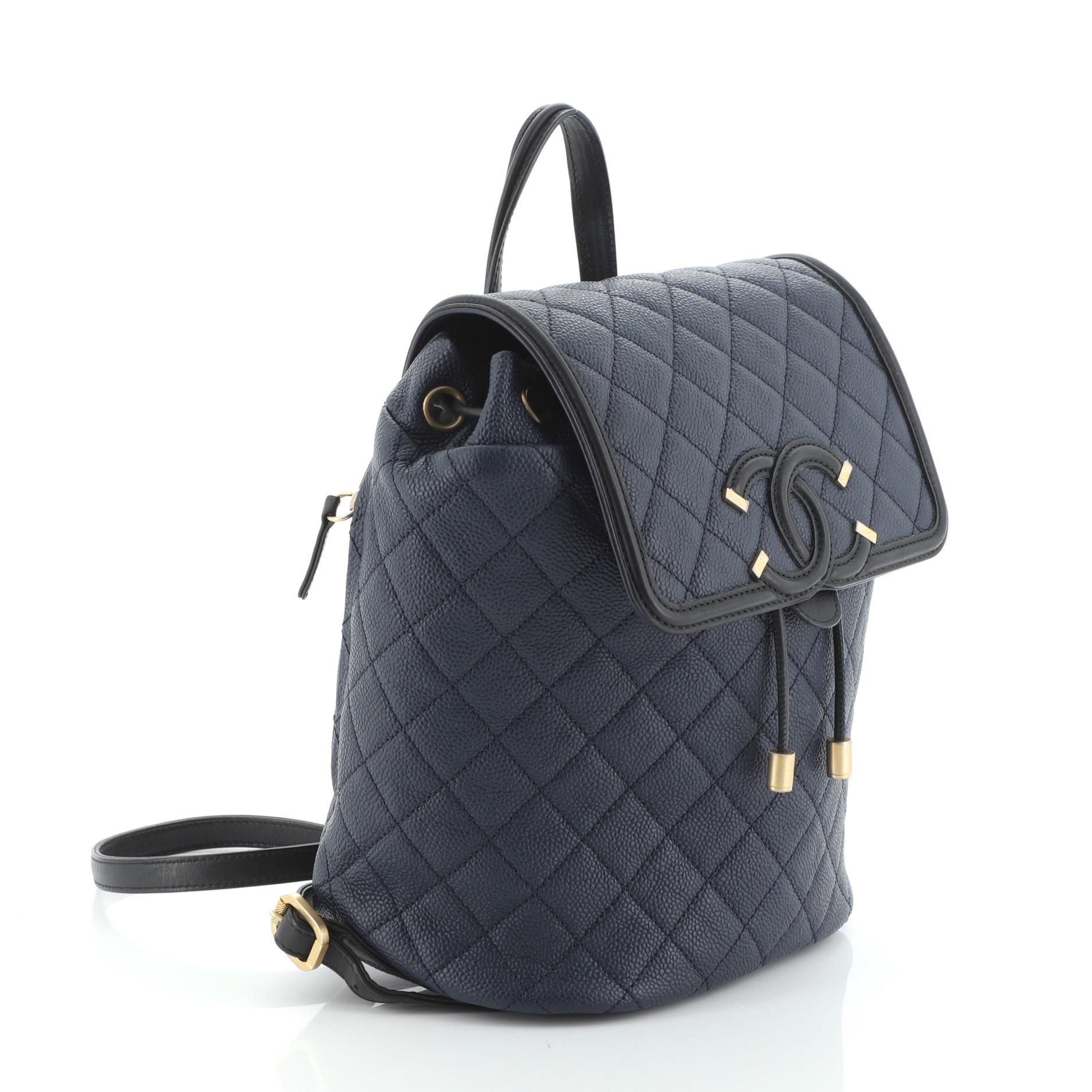 Chanel Filigree Backpack Quilted Caviar Large at 1stDibs