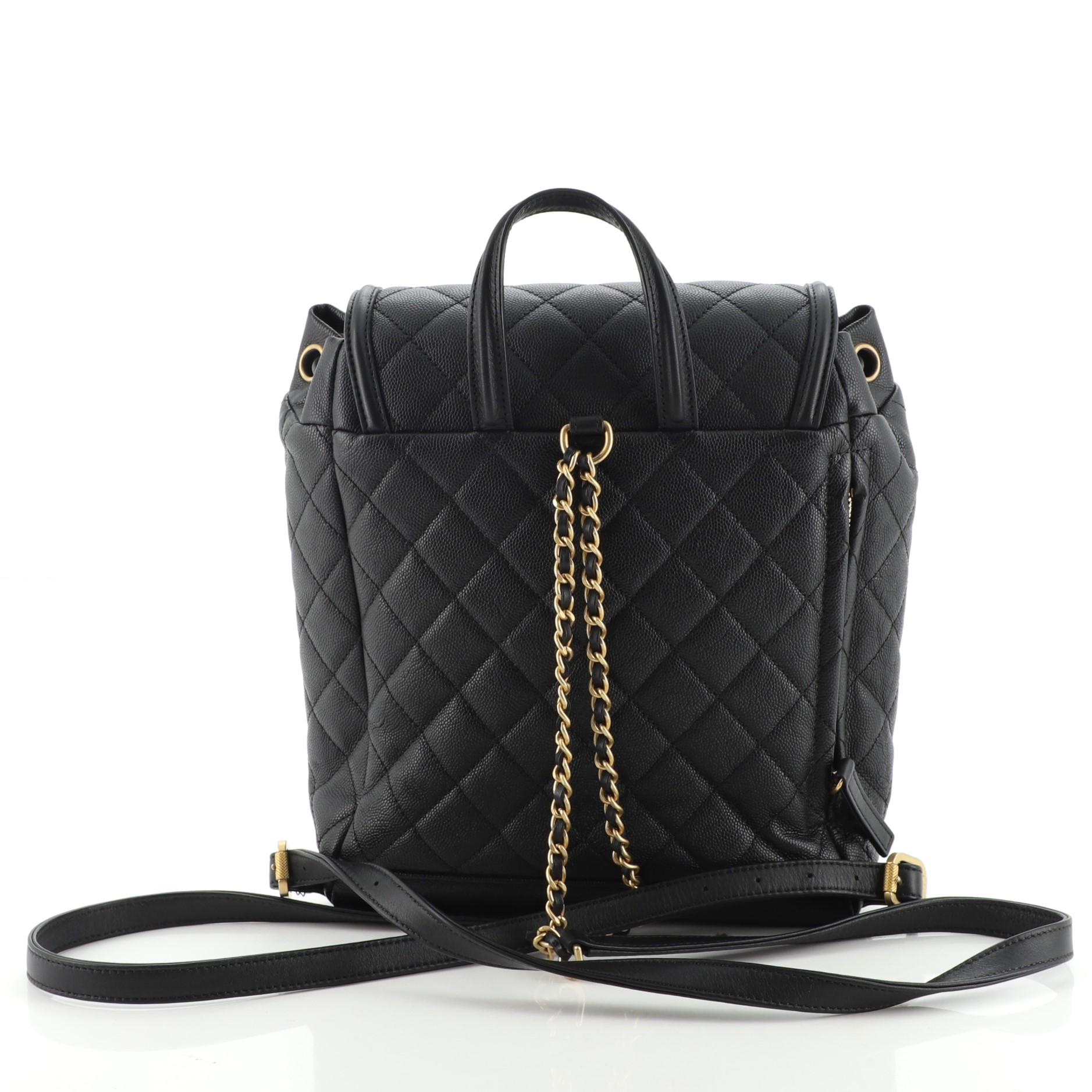 Chanel Filigree Backpack Quilted Caviar Large In Good Condition In NY, NY
