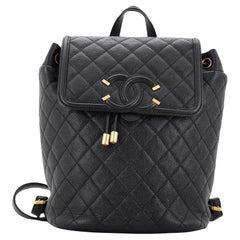 Chanel Filigree Backpack Quilted Caviar Large