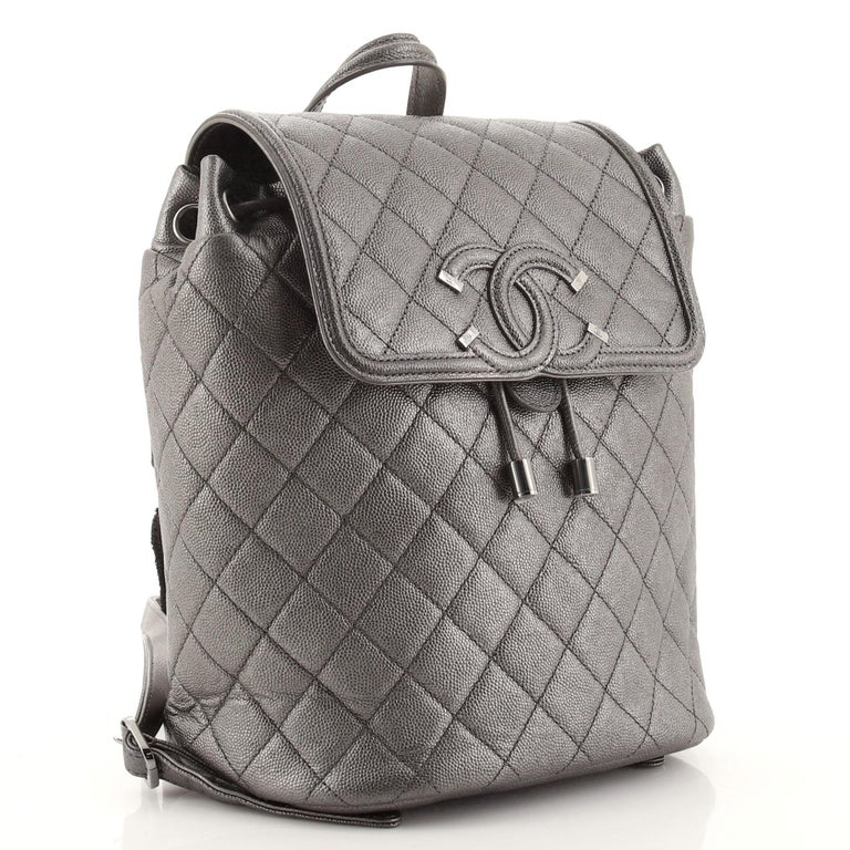 Chanel Filigree Backpack Quilted Iridescent Caviar Large at 1stDibs