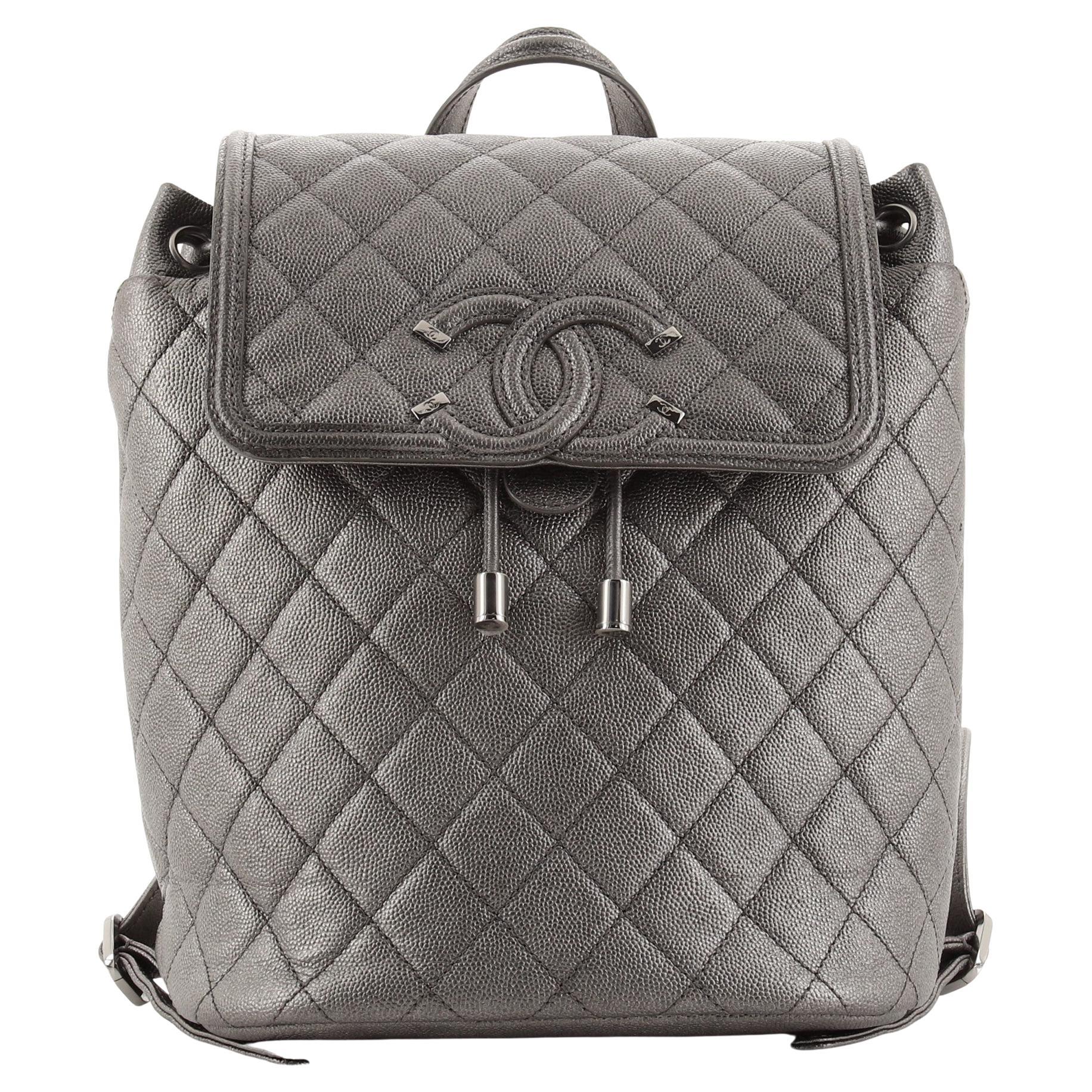 Chanel White Caviar Gold Logo Backpack Bag at 1stDibs chanel white