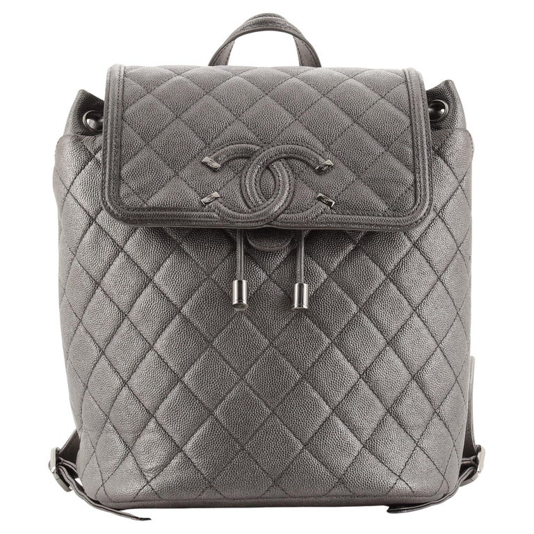 Chanel Filigree Backpack Quilted Iridescent Caviar Large at 1stDibs