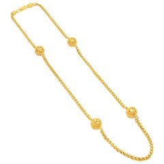 Chanel Filigree Ball Gold-Tone Chain Necklace