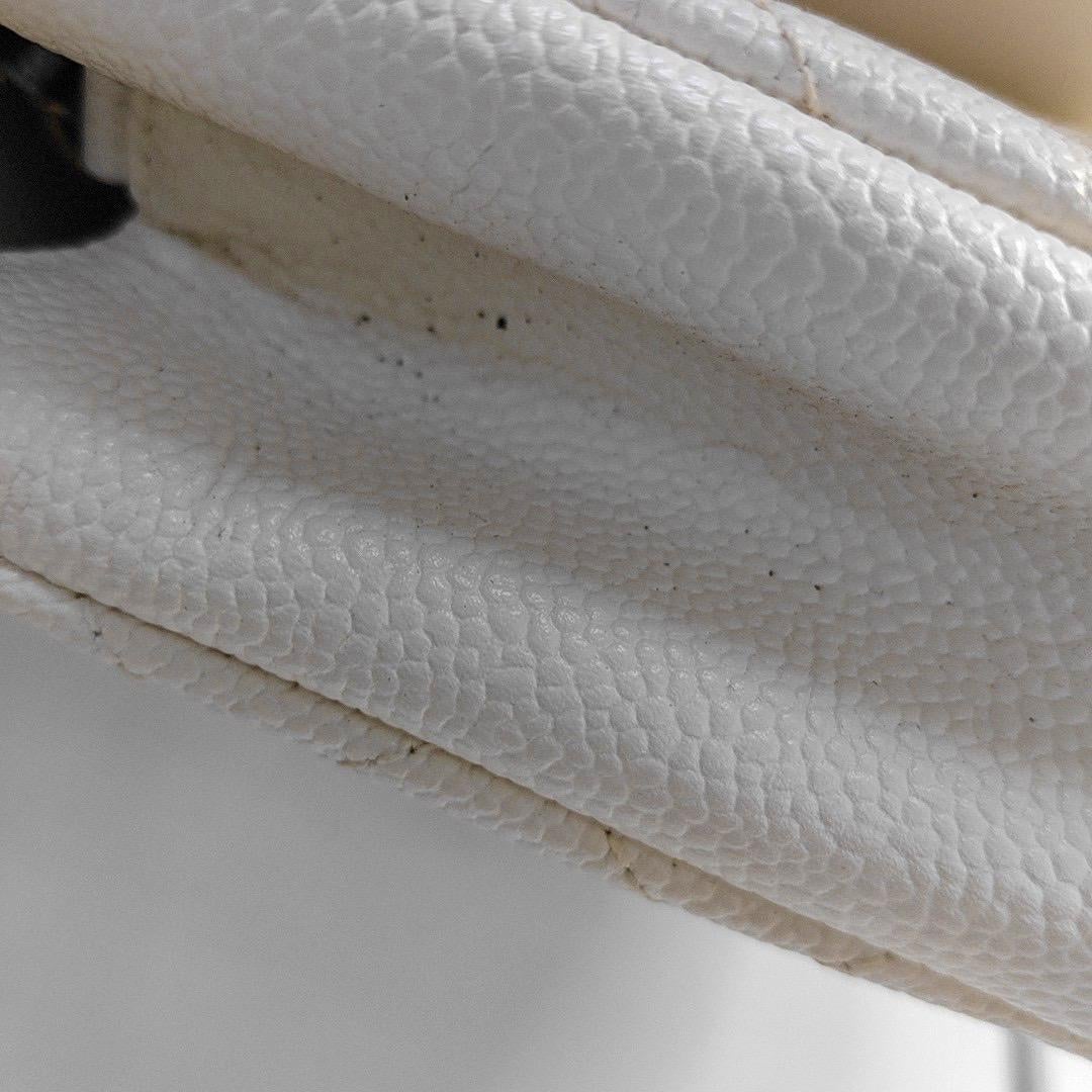 Chanel Filigree Flap Bag Caviar Leather Small White with Black Trim 5