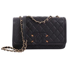 Chanel Filigree Flap Bag Quilted Caviar Medium