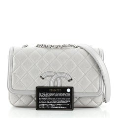 Chanel Filigree Flap Bag Quilted Caviar Small