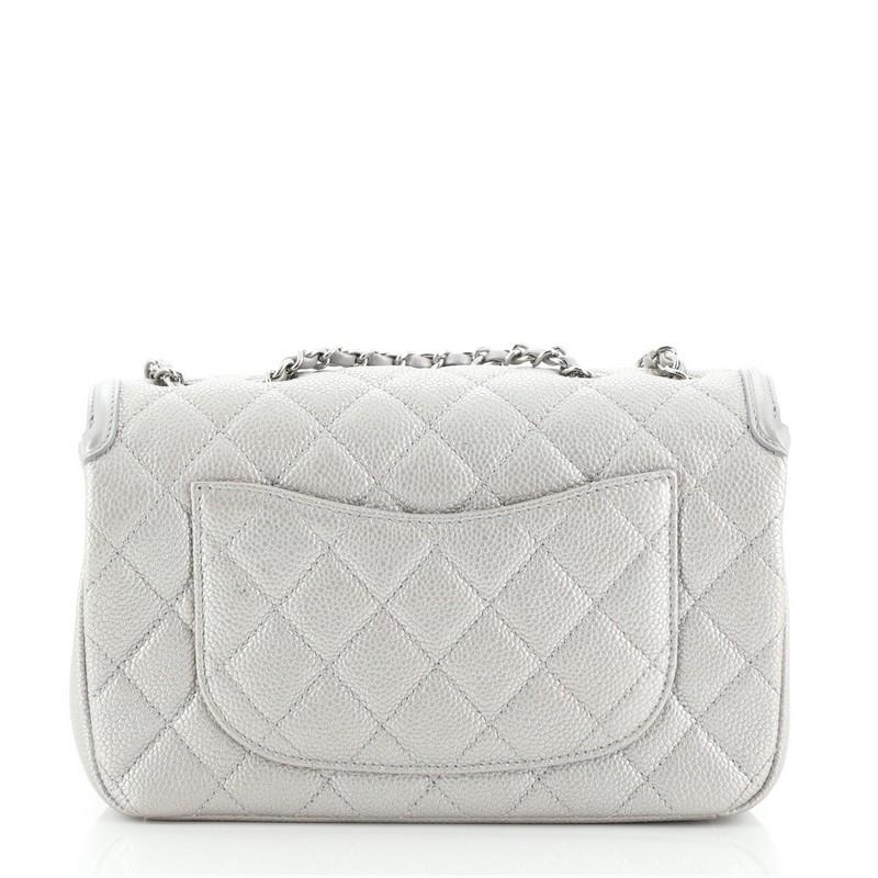 Gray Chanel Filigree Flap Bag Quilted Caviar Small