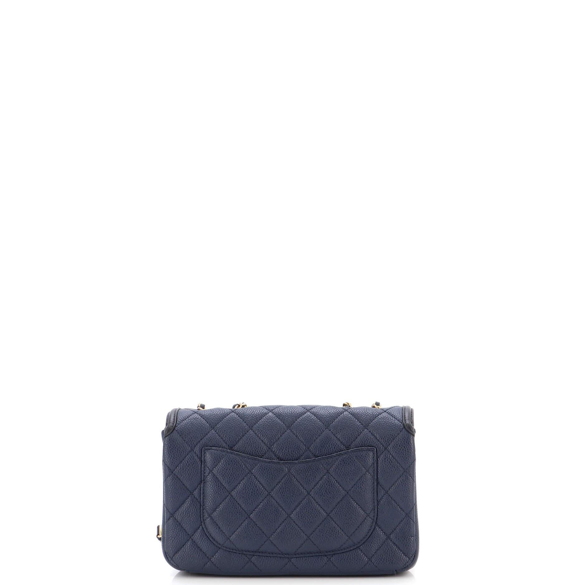 Chanel Filigree Flap Bag Quilted Caviar Small In Good Condition In NY, NY
