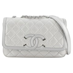 Chanel Filigree Flap Bag Quilted Caviar Small