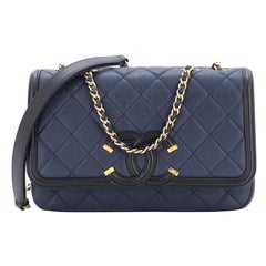 Chanel Filigree Flap Bag Quilted Caviar Small