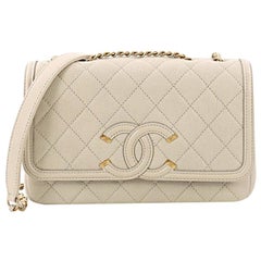 Chanel Filigree Flap Bag Quilted Caviar Small