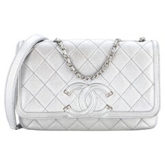Chanel Filigree Flap Bag Quilted Caviar Small