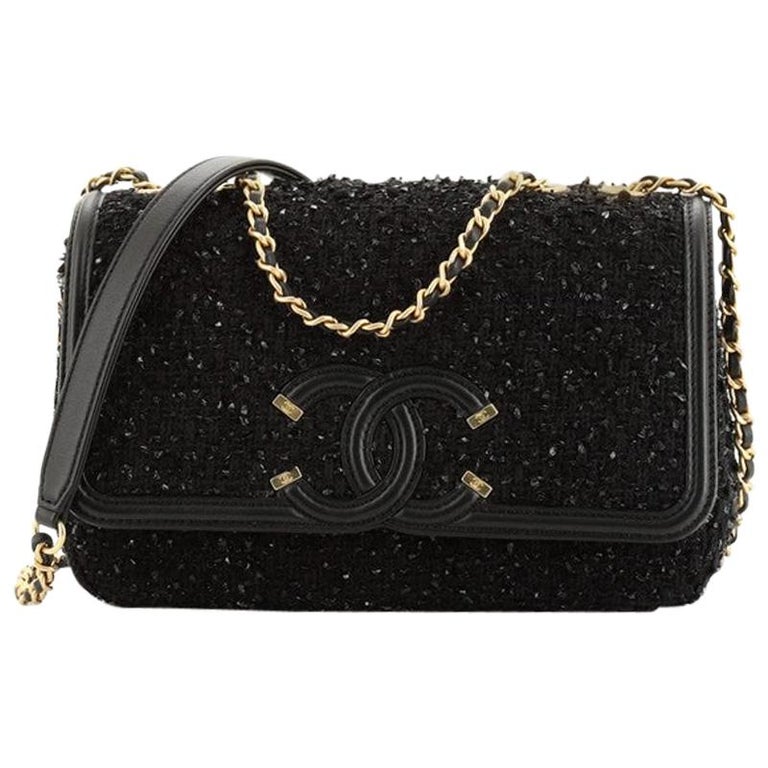 Chanel Black Caviar Filigree WOC Wallet on Chain Flap Bag