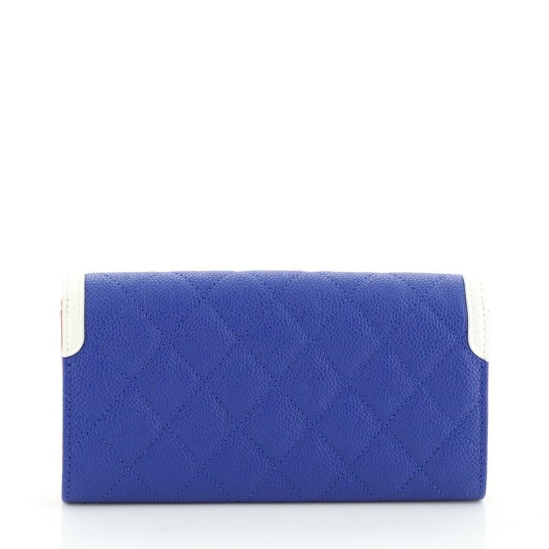 Purple Chanel Filigree Flap Wallet Quilted Caviar Long