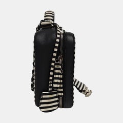 Chanel Filigree Medium Vanity Case Black and White Happy Stitch Top Handle