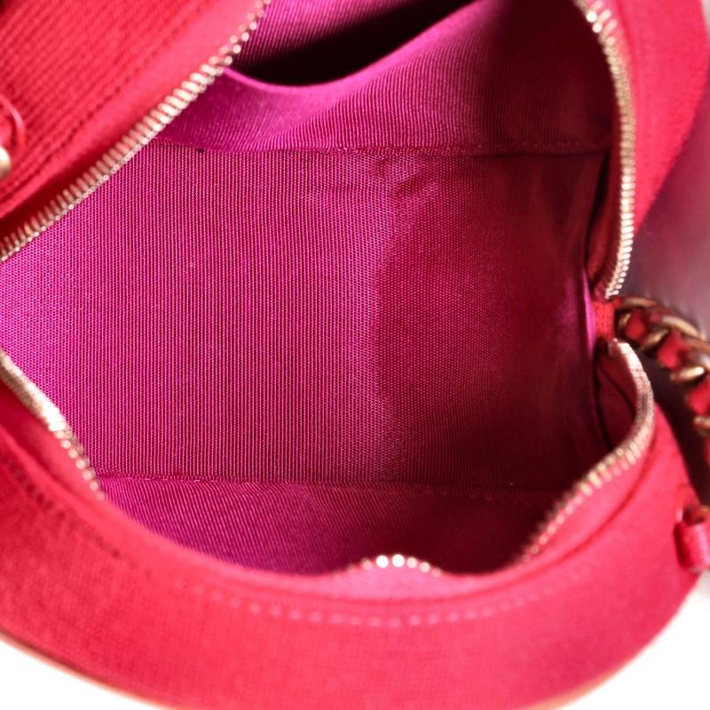 Chanel Filigree Round Clutch with Chain Quilted Canvas with Lambskin Mini In Good Condition In NY, NY