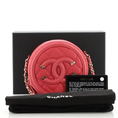 Chanel Filigree Round Clutch with Chain Quilted Caviar Mini
