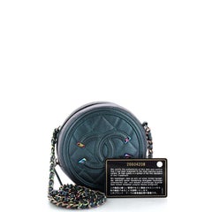 Chanel Filigree Round Clutch with Chain Quilted Iridescent Caviar Mini