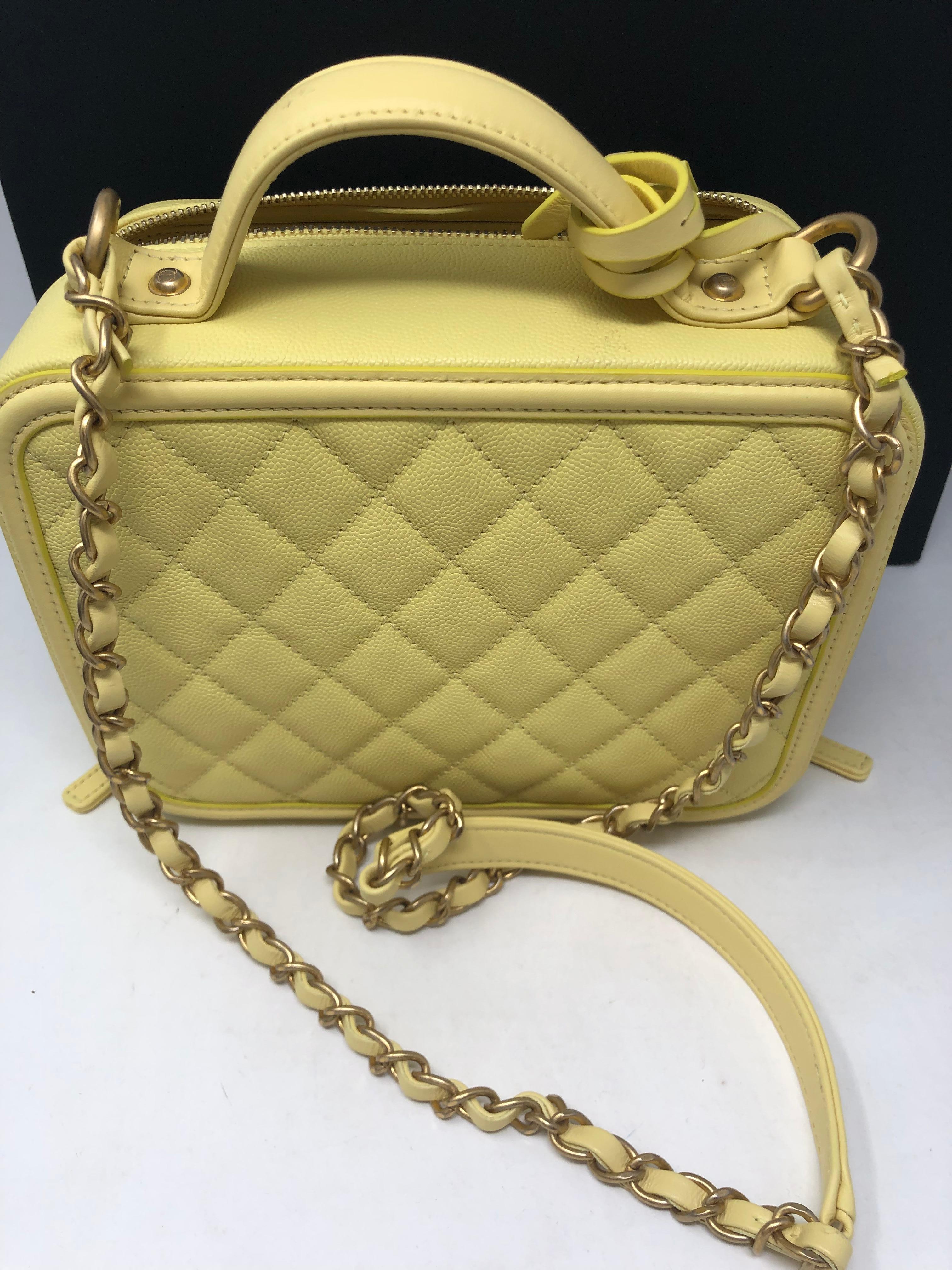 Beige Chanel Filigree Vanity Case Bag