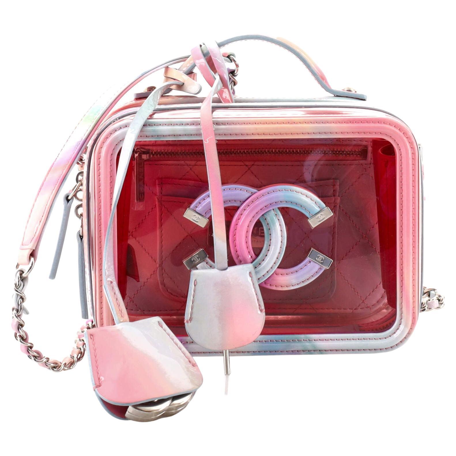 Sold at Auction: CHANEL Pink Lambskin Vanity Case Crossbody Bag