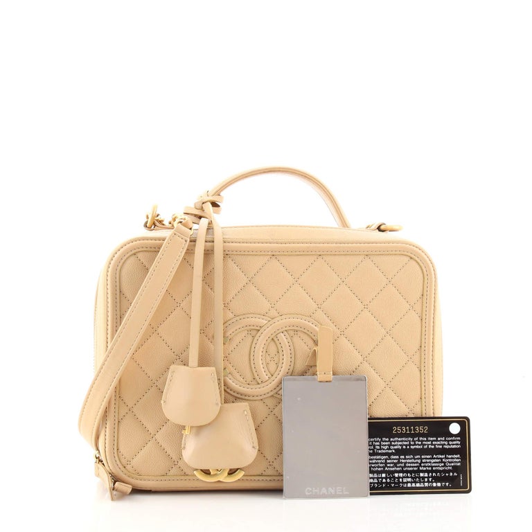 Chanel Filigree Vanity Case Quilted Caviar Large at 1stDibs