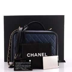 Chanel Filigree Vanity Case Quilted Caviar Large