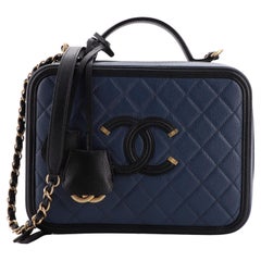 Chanel Filigree Vanity Case Quilted Caviar Large