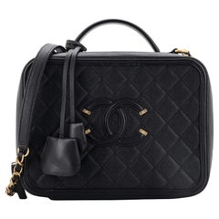 Handbags Chanel Chanel Beige Quilted Caviar Leather Medium CC Filigree Vanity Case Bag