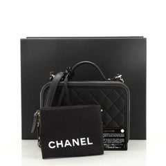 Chanel Filigree Vanity Case Quilted Caviar Medium