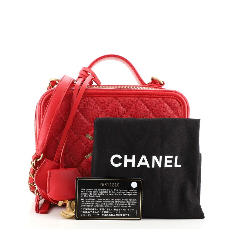 Chanel Filigree Vanity Case Quilted Caviar Medium at 1stDibs