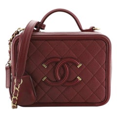 Chanel Filigree Vanity Case Quilted Caviar Medium