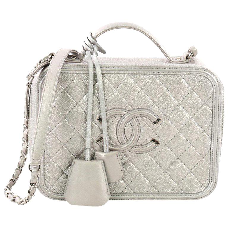 Chanel Filigree Vanity Case Quilted Caviar Medium