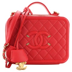 Chanel Filigree Vanity Case Quilted Caviar Medium