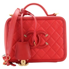 Chanel Filigree Vanity Case Quilted Caviar Medium