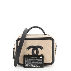 Chanel Filigree Vanity Case Quilted Caviar Small
