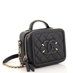 Chanel Filigree Vanity Case Quilted Caviar Small