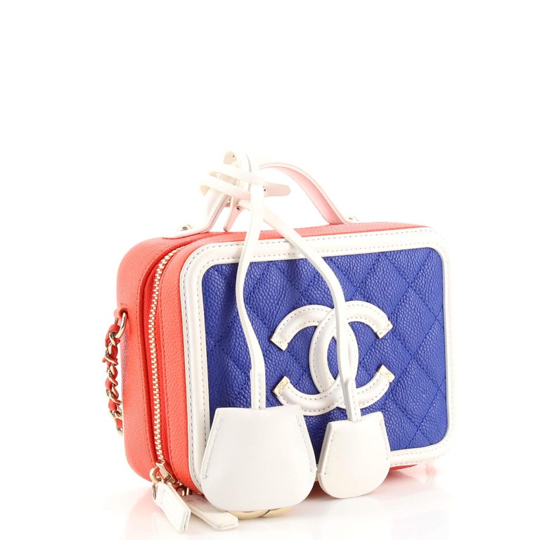 Chanel Filigree Vanity Case Quilted Caviar Small at 1stDibs