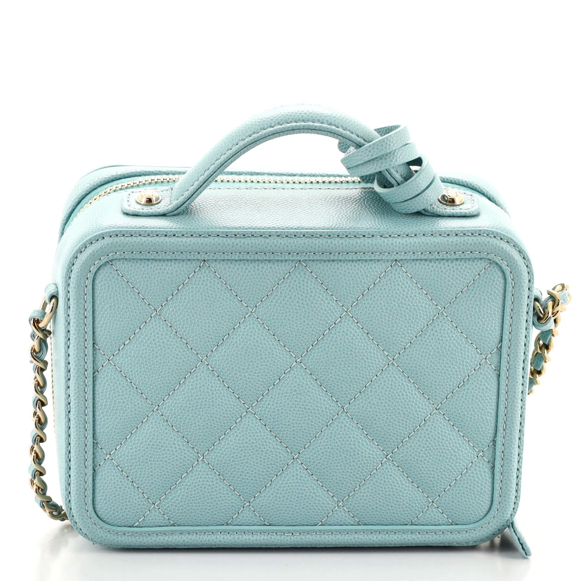 Chanel Filigree Vanity Case Quilted Caviar Small In Good Condition In NY, NY