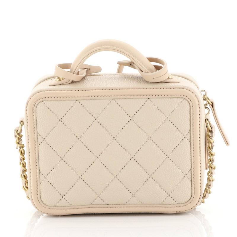 Chanel Filigree Vanity Case Quilted Caviar Small In Good Condition In NY, NY