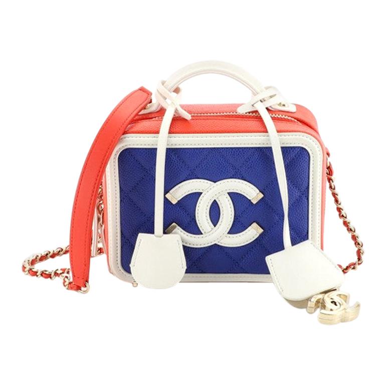 Chanel Filigree Vanity Case Quilted Caviar Small at 1stDibs