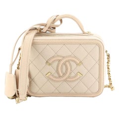 Chanel Filigree Vanity Case Quilted Caviar Small