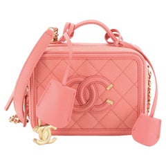 Chanel Filigree Vanity Case Quilted Caviar Small