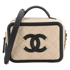 Chanel Filigree Vanity Case Quilted Caviar Small